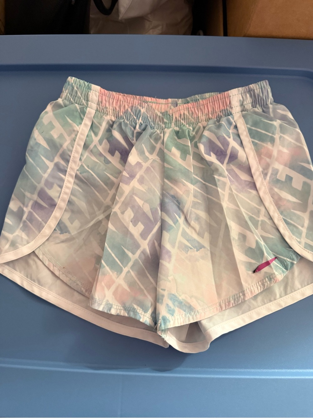 Nike Girls Pastel Tie-Dye Running Shorts - Pink Blue Mint